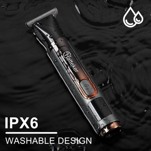 Hatteker Upgraded Mens Electric Back Shaver Body Grooming kit Body Trimmer Facial,Arm,Chin Beard Trimmer Cordless Hair Clipper with Adjustable Extension Handel Waterproof LED Display
