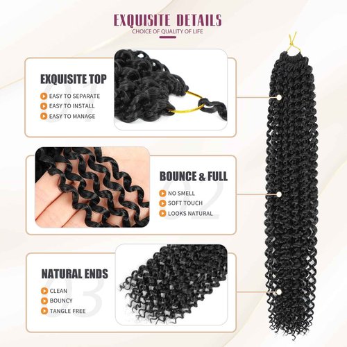 Dansama 7 Packs Passion Twist Hair Water Wave Braiding Hair for Butterfly Style Crochet Braids Bohemian Hair Extensions (22inch (Pack of 7), #1B)