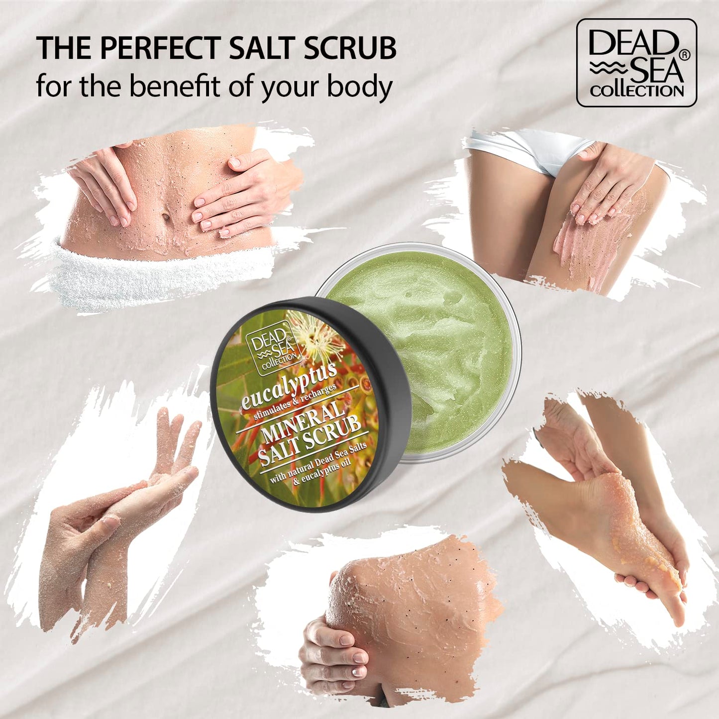 Dead Sea Collection Eucalyptus Salt Body Scrub - Large 23.28 OZ - with Pure Oils and Dead Sea Minerals