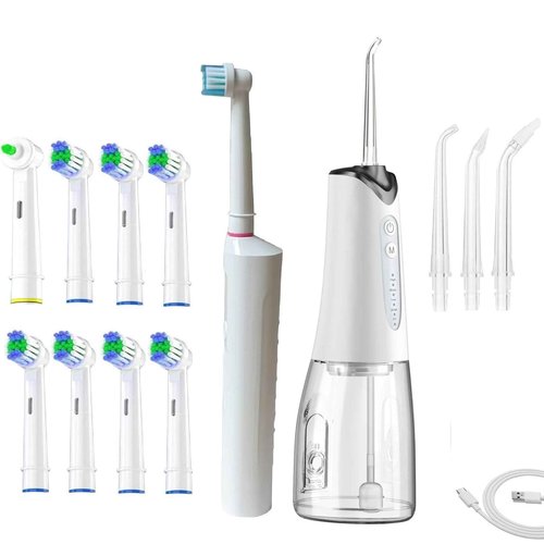 Sonic Fusion Teeth Cleaning kit with 3 Modes Electric flossing Water flosser and Toothbrush and with Portable Water flosser Combo for Travel and Home (White)