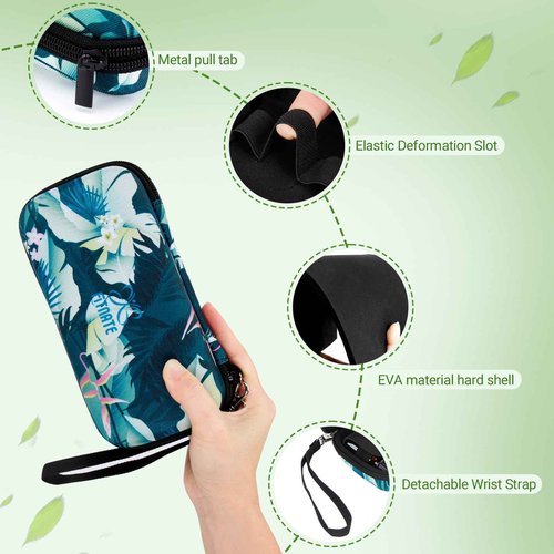 FITNATE Essential Oil Case,14 Slots Essential Oil Storage, EVA Hard Shell Travel Organizer for 5ml 10ml Bottles, Waterproof Aromatherapy with Detachable Strap