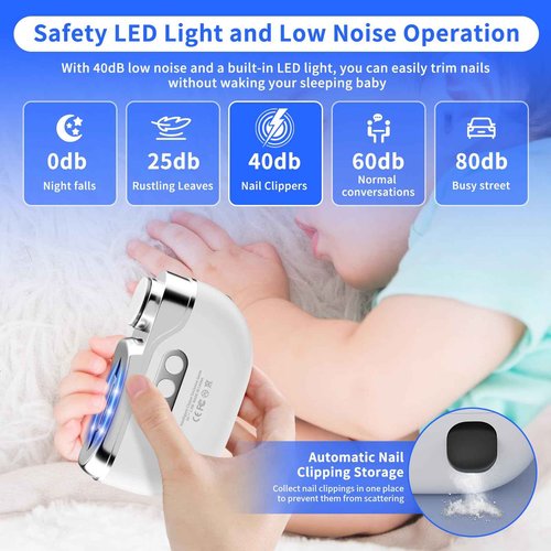 3 in 1 Electric Nail Clipper - 2025 New Electric Polishing Automatic Nail Clippers Electric Nail Trimmer with 3 Adjustable Speeds - USB Rechargeable & LED Light - Safe for Kids/Adults/Seniors
