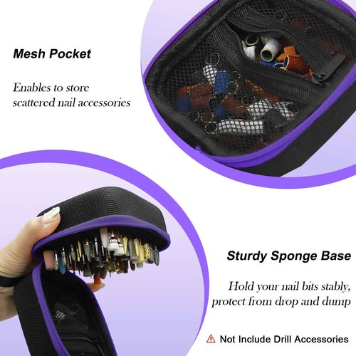 Thowapou 81 Holes Nail Drill Bit Holder, (ONLY CASE) Nail Bits Display Organizer Container, Nail Bits Container Box Case with High Density Foam, Efile Nail Bits Professional Manicure Tools, (Purple)