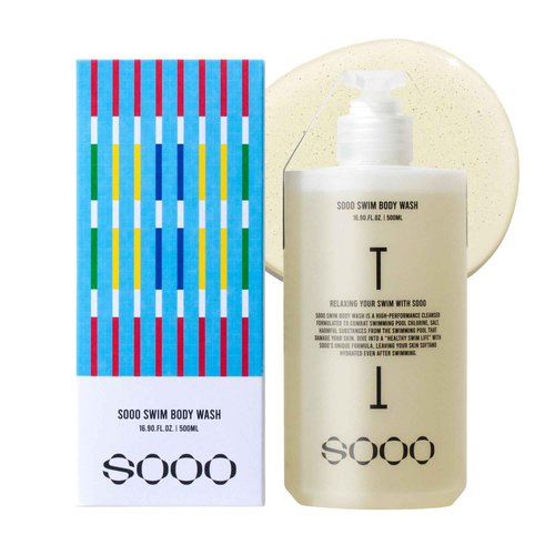 SOOO Swim Body Wash, Chlorine Removal After Swim Body Wash for Swimmers, Removes Salt & Residue, Hydrating Soothing dry itchy Skin, Centella Asiatica, Citrus Scent, Silicone-Free Paraben-Free 16.9 Oz