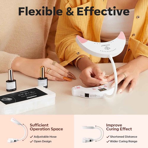 modelones Hema-Free Gel Base and Top Coat Set 2 Pcs & 48W U V LED Nail Lamp, Gooseneck U V Lamp