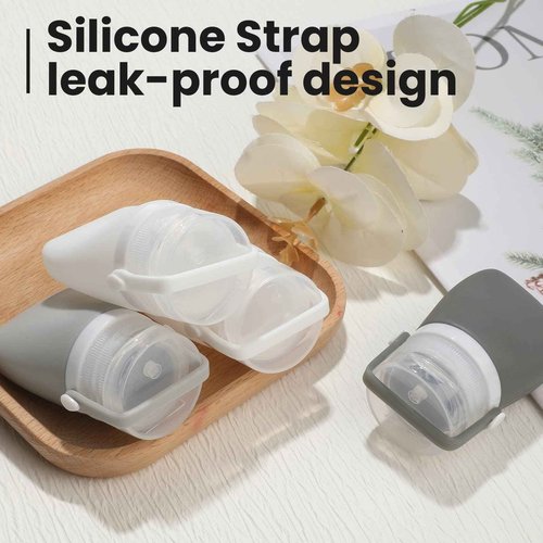 RONRONS Silicone Travel Bottles, 1oz Sauce Salad Dressing Bottles Condiment Container Small for Shampoo Toiletries Conditioner (2 Pieces)