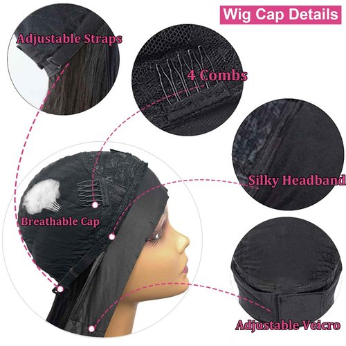 Headband Wig Human Hair Straight Headband Wigs for Black Women Glueless None Lace Front Human Hair Half Wig Brazilian Virgin Hair Machine Made Wigs Natural Color 150% Density 12 Inch