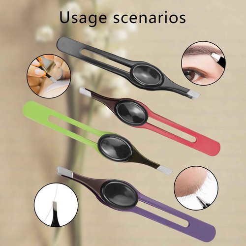 4 PCS Non-Slip Grip Tweezers, Tweezers for Women Facial Hair, Stainless Steel Bevel Tweezer, Professional Eyebrow Shaping Tweezer for Men and Women, Facial Hair, Blackhead Remover