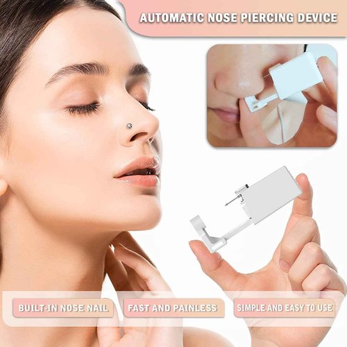 judero Nose Piercing Gun Kit 72Pcs Disposable Nose Piercing Kit Including 24Pcs Self Noe Piercing Gun with 24Pcs Built-in Nose Stud and 24Pcs Clean Tools for Nose Cartilage Tragus Helix Piercing Kit