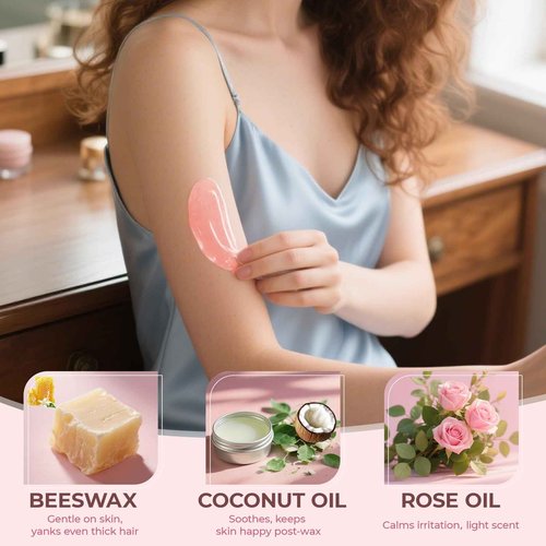 Wax Beads for Hair Removal, Auperwel 2.5lb Hard Wax Beads for Sensitive Skin with 20 Sticks, Waxing Beans for Brazilian, Bikini, Eyebrow Waxing, Painless Refill Pearl Beads for Wax Warmers Kit (Rose)