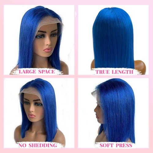 Valiilo 16 Inch Blue Bob Wig Human Hair 13x4 HD Lace Front Wigs Human Hair Pre Plucked with Baby Hair Glueless Bob Wig Human Hair 180% Density