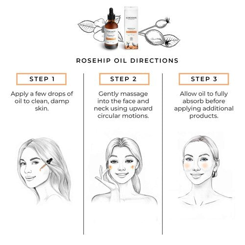 Cocoon Apothecary Rosehip Oil 2 fl oz - 100% Pure Facial & Rosehip Oil For Face, Ecocert Cosmos Organic, Nourish + Calm, Hydrate, Smooth Dry Irritated Skin, Rich in Antioxidants