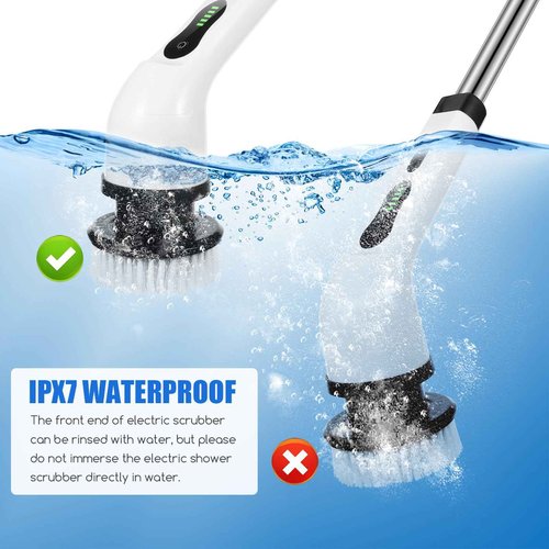 Electric Spin Scrubber, Cordless Shower Scrubber with Long Adjustable Handle and 9 Replaceable Brush Heads for Cleaning, Bathroom Brushes for Cleaning Shower, Tile, Kitchen, Floor