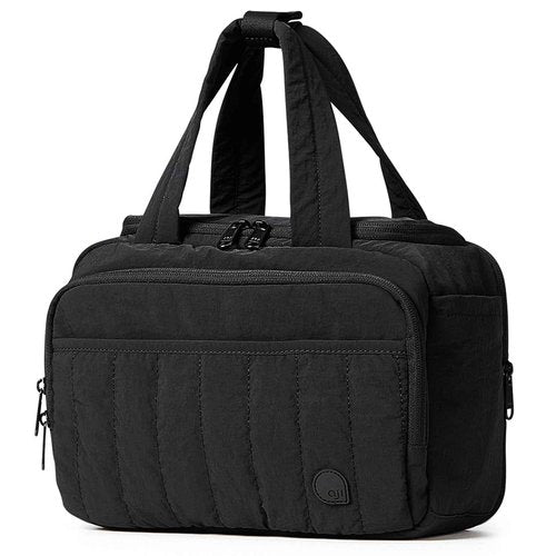 aji Travel Toiletry Bag for Women, Lightweight Large Wide-open Makeup Bag with Luggage Trolley Strap, Water-resistant Multiple Pockets for Accessories,Essentials, Toiletries, Mousse Black