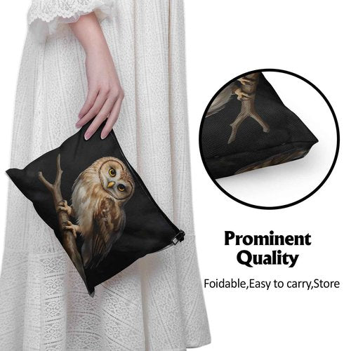 Cafl Majestic Perched Owl Makeup Bag for Women Large Capacity Make Up Bag Portable Travel Cosmetic Bag Toiletry Pouch Organizer 10 * 8inch