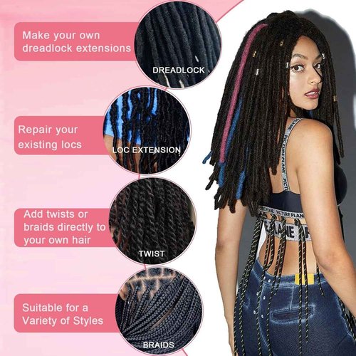 Afrodiva Afro Kinkys Bulk Human Hair for Dreadlocks Kinky Curly Hair for Loc Extensions 100% Real Human Hair Afro Kinky-Curly Human Braiding Bulk Hair for Twist & Repair Locs 50 Gram 16 Inch Black