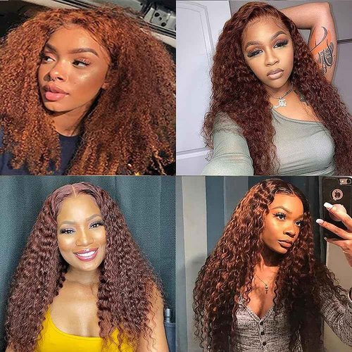 #30 Human Hair Bundles Curly Wave 14 16 18 Inch Kinkycurly Bundles Human Hair Unprocessed Native Virgin Hair 100/PC 3 Extensions Light Brown Color Wet and Wavy Human Hair Extensions for Women