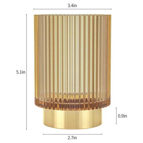 CANITORON Makeup Brush Holder,Glass Makeup Brush Holder Organizer Store Cosmetic Tools,Eyeliner,Storage Organizer for Vanity,Bathroom Countertop Organize and Bedroom Countertop Storage.(Amber L)