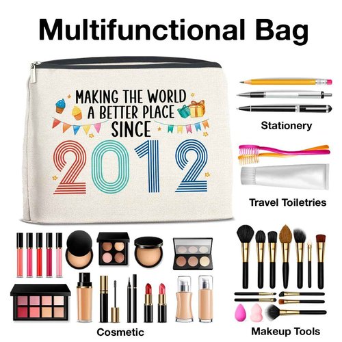 YeleY 13rd Birthday Gifts for Her, 13 Year Old Gifts Makeup Bag, 2012 13rd Birthday Gift Ideas for Daughter, Niece, Sister, Friend, Cosmetic Bag for Valentine's day, Christmas