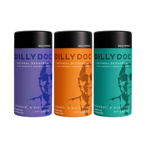 Dillydoc - Aluminum-Free Deodorant with Organic Essential Oils, Eco-Friendly Packaging, Natural Odor Protection, Vegan, Non-Toxic, Sustainable and Perfect for Sensitive Skin (3 Pack, Mix)