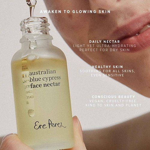 Ere Perez - Natural Australian Blue Cypress Face Nectar | Light, Hydrating, Revitalizing, Calming | Camellia, Frankencense | Vegan, Cruelty-Free, Clean Beauty, Sensitive Skin Safe (1 fl oz | 30 ml)
