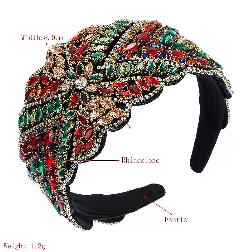 MUQINGWAN Women's Fashion Headband, Women's Wide Rhinestone Decorative Headband Hair Accessories For Women And Girls