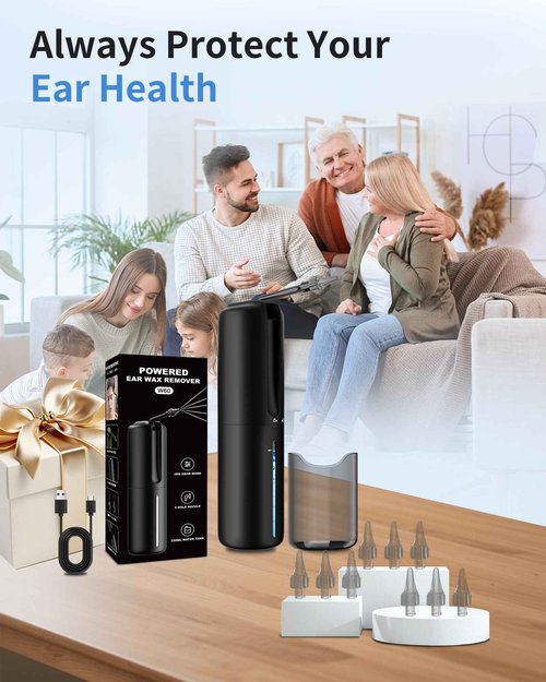 Upgraded Ear Wax Removal, Electric Ear Cleaner, Safe and Efficient Ear Cleaning, 4 Pressure Modes, 10 nozzles, Electric Earwax Cleaning Kit for Earwax Buildup
