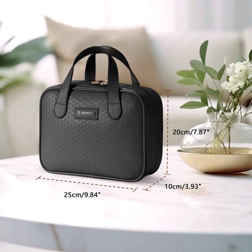 JOURMON Makeup Bag Protable Quilted Makeup Bag Travel Essentials Pouch Cosmetic Bag for Women, Black