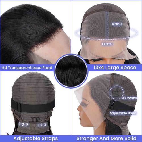 TONGMAY Bob Wig Human Hair 13x4 HD Transparent Lace Frontal Wigs for Women Glueless Short Straight Bob Lace Front Bob Wigs Pre Plucked with Baby Hair 180% Density Natural Black 10 Inch