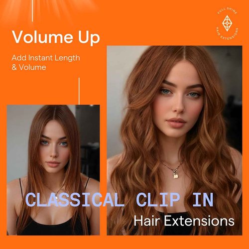 Full Shine Auburn Hair Extensions Real Human Hair Auburn Clip in Extensions for Short Hair for Bob 12 Inch 7 Pcs 95 G