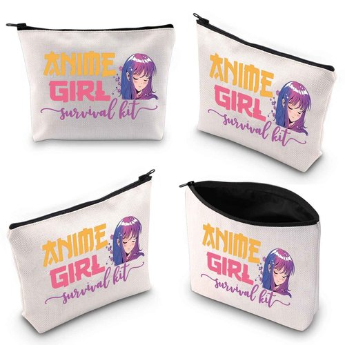 WZMPA Anime Girl Cosmetic Makeup Bag, Anime Lover Gift, Survival Kit Zipper Pouch for Teenagers Girls