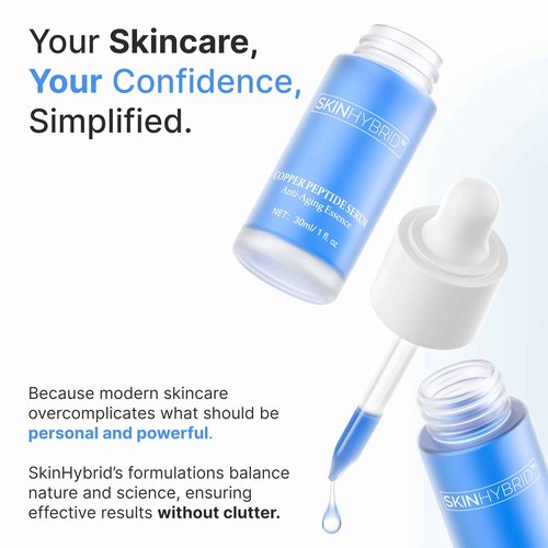 SkinHybrid Anti-Aging Essence | Gentle Copper Peptides Serum for Face | Effective Anti Aging Serum for Plumper, Tighter & Youthful Skin | with GHK-Cu Peptide + Niacinamide & Collagen (30ml /1 Fl oz)