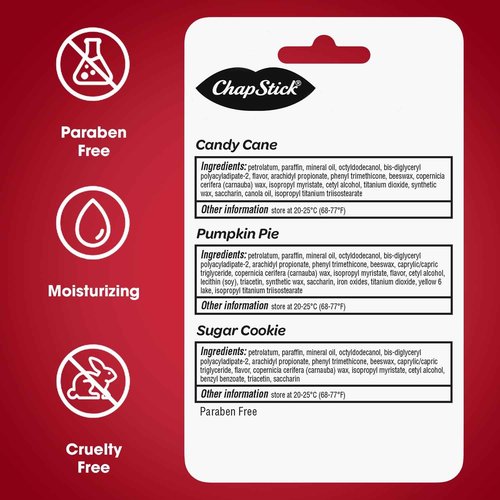 ChapStick Bulk Lip Balm, Holiday Variety 3-Packs x 6 (18 Sticks) – Candy Cane, Sugar Cookie, and Pumpkin Pie Flavored Lip Moisturizers, Stocking Stuffers, 0.15 Oz Ea