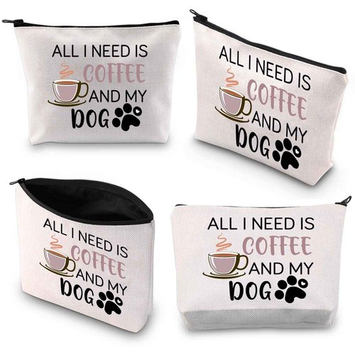 BDPWSS Dog Mom Makeup Bag - Coffee and Dog Lover Gift - Funny Cosmetic Bag for Women, Friend Birthday Present