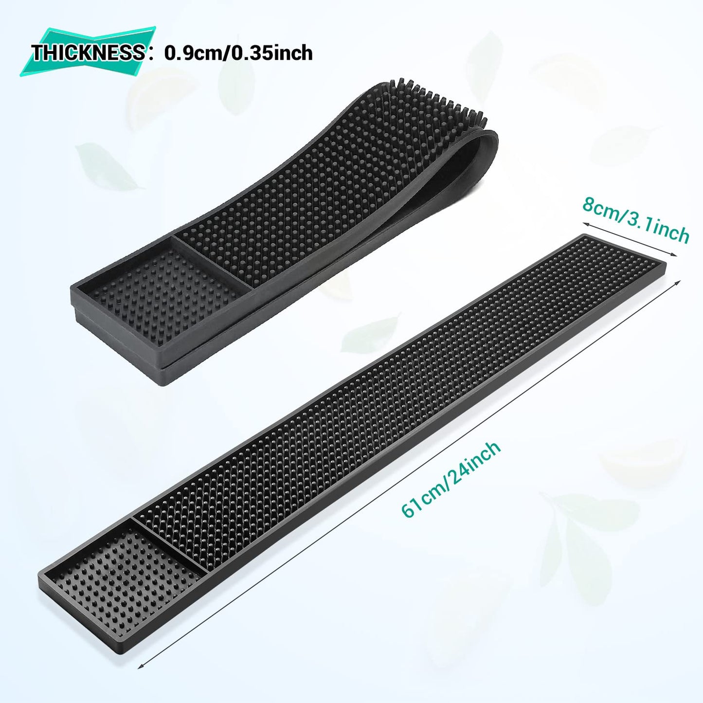 Noverlife 2PCS Rubber Bar Mats, Non-Slip Bar Service Spill Mat Bar Table Mat Restaurant Kitchen Counter Bar Pad, Anti-Skid Heat Resistant Barber Station Mat for Hair Salon