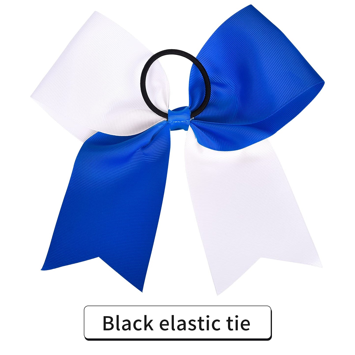 8" Large Cheer Bows Ponytail Holder 12PCS Girls Elastic Hair Ties Navy White Accessories for women youth toddler football Competition Sports