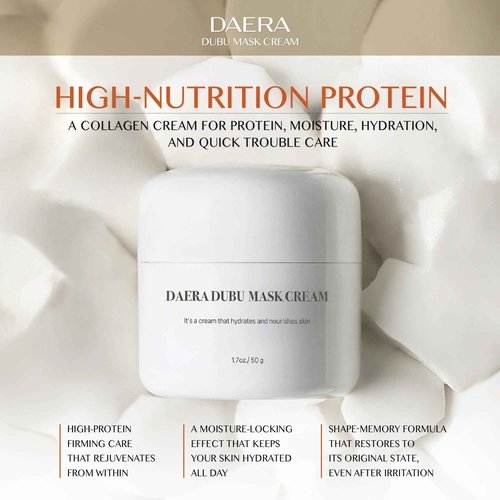 DAERA Korean DUBU Cream Glass Skin Care, Deep Hydrating Repairing Nourishing for Dry and Sensitive Skin, Panthenol, Niacinamide, Adenosin, Korean Moisturizer