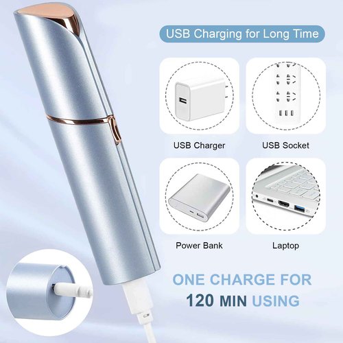 Facial Hair Remover for Women Blue Color with 8-pc Replacement Heads