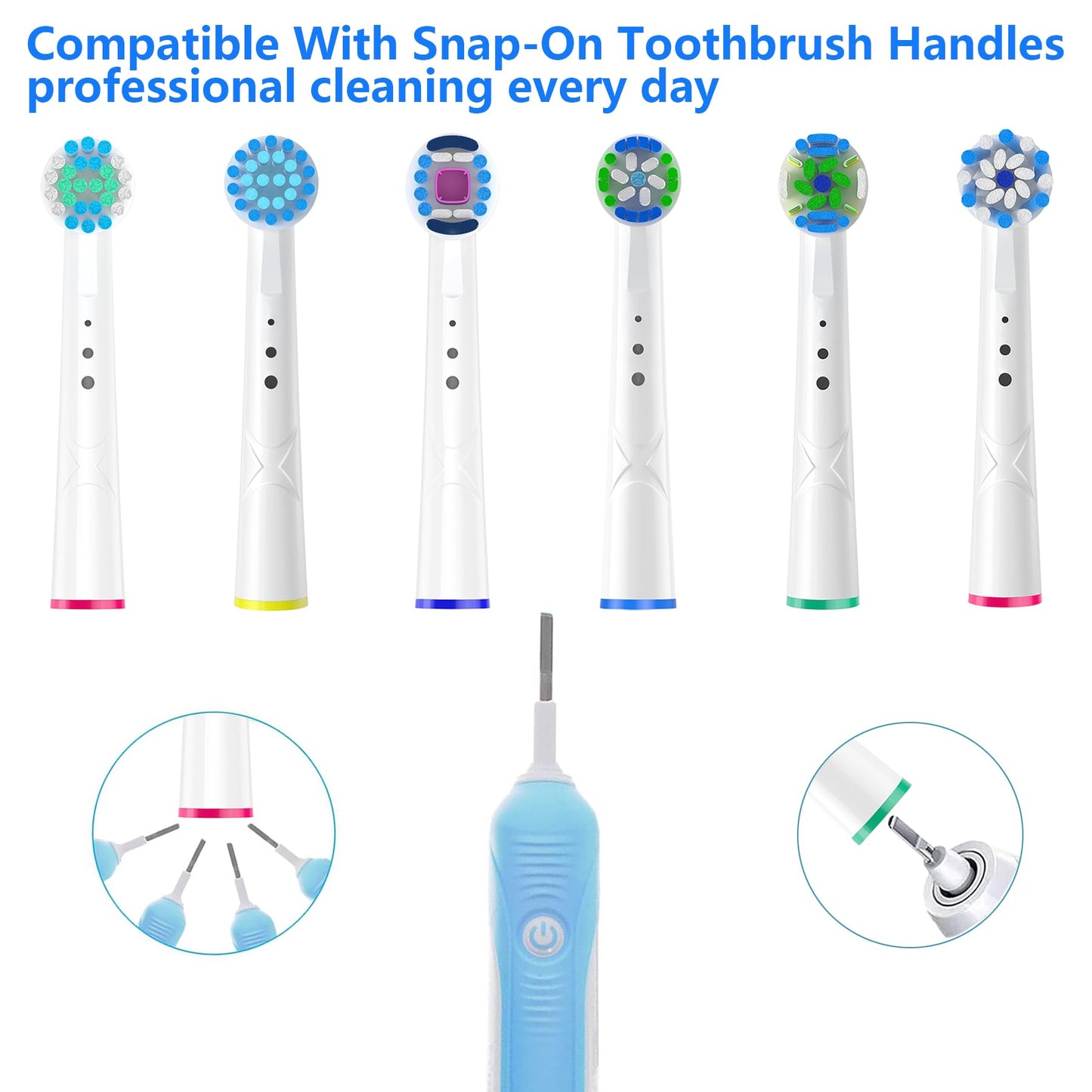 ITECHNIK Replacement Brush Heads Compatible with Oral b Braun Electric Toothbrush, 8Pack White Toothbrush Heads