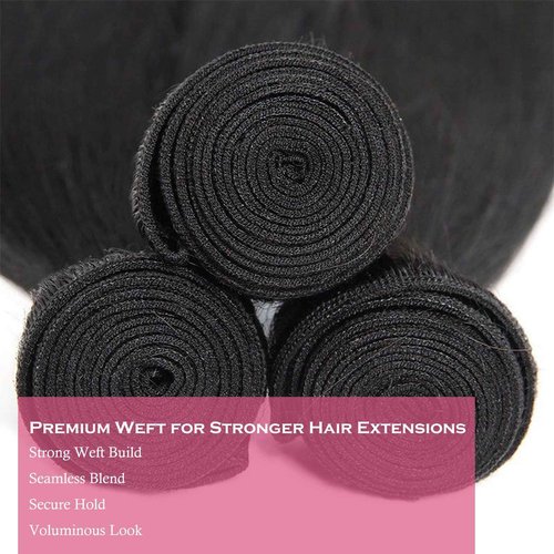 ManeMajesty 12A Straight Human Hair Bundles 3 Pcs 8 10 12 Inch 100% Human Hair Extension Unprocessed Brazilian Virgin Human Hair Quick Weave Straight Bundles Human Hair Natural Color for Black Women