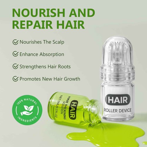 Hair Regrowth System, Hair Growth Serum with Micro Roller & Ginger, Rosemary for Women & Men, Fights Thinning Hair for Thicker Healthier Hair in Several Weeks