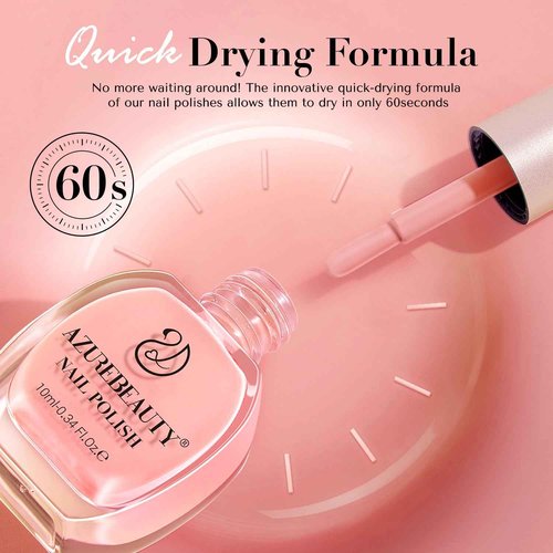 AZUREBEAUTY Nail Polish Set 4 Colors Fall Winter Brown Pink Glitter Nail Polish Quick Dry Natural Nail Lacquer Fingernail Kit with Top Coat DIY