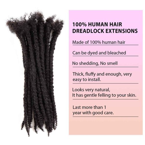 Orientdreads Textured Loc Extensions Human Hair, 100% Real Human Hair Dreadlock Extensions Handmade Permanent loc Extensions (#Natural Black - 0.4cm, 8 Inch 20 Strands)