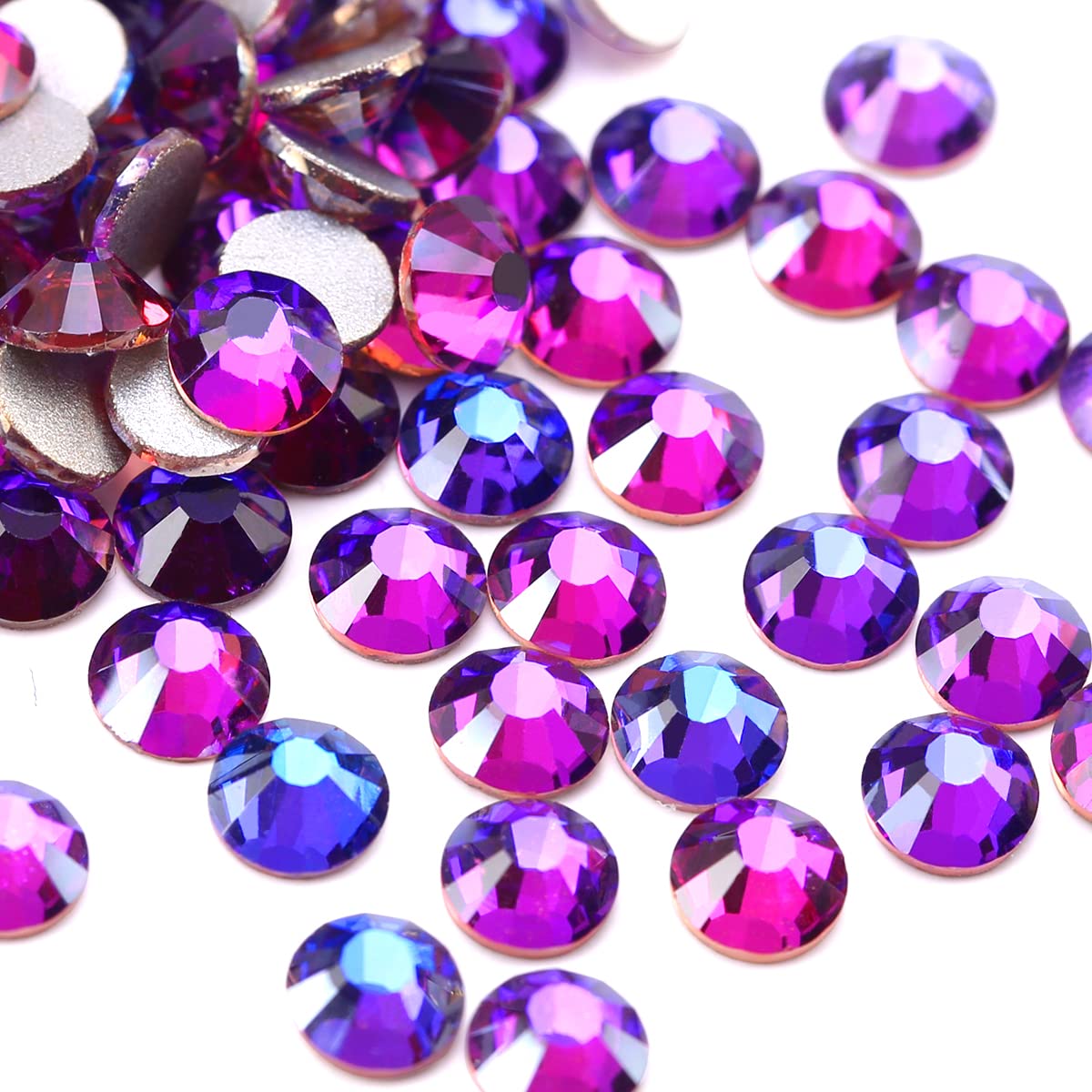 Novani Purple Rhinestones, Flatback Loose Crystal Gemstones 1440pcs Glass Rhinestone for Clothes Shoes Crafts Makeup Nail Art and DIY Decorations(SS20, Purple Velvet)