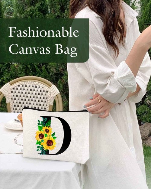 Pyotivol Monogrammed Makeup Bag for Women, Small Personalized Cosmetic Make Up Toiletry Pouch for Purse with Trendy Aesthetic Design, Ideal Travel Period Gift for Friends Bridesmaids