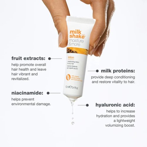 milk_shake Moisture & More Hydrating Lotion Vials - Intense Weekly Hydration Treatment for Dry, Dehydrated Hair | Restores Shine and Moisture | Tropical Scent