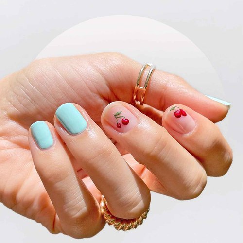 Pretty Diva Nail Art Stickers Crystal Cherry Art Nail Sticker Decals, 5D Cherries Nails Rhinestones Charms Fruit Self-Adhesive DIY Design French Tip Nail Decals