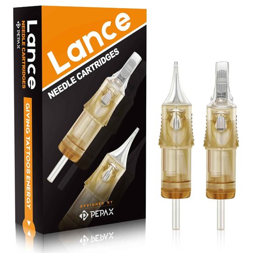 PEPAX Lance Tattoo Needles Cartridge 1027CML - 20Pcs Tattoo Cartridge Needle #10 Bugpin 27 Curved Magnum Tattoo Cartridge Diameter 0.30mm Long Taper 5.0mm Safety Membrane Permanent Makeup Machine