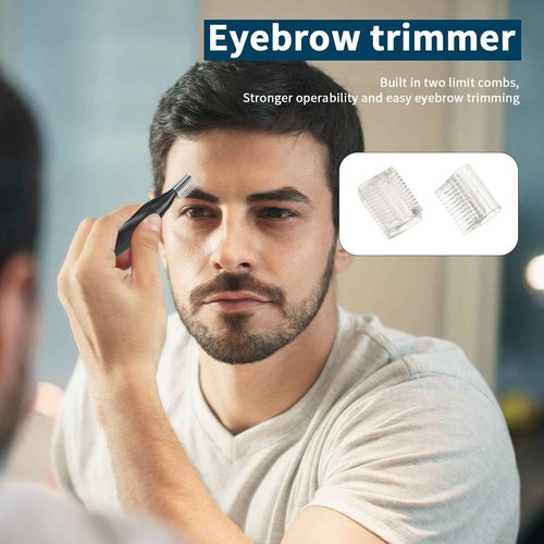 Selouj Ear and Nose Hair Trimmer for Men, 2025 Professional Painless USB Rechargeable Eyebrow & Facial Electric Hair Trimmer for Men Women, Powerful Motor, Dual Edge Blades, IPX7 Waterproof, Cool Gray