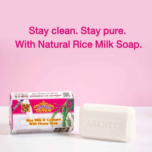 ASANTEE Rice Milk with Collagen and Honey Body Soap 125 g. (Pack of 3)
